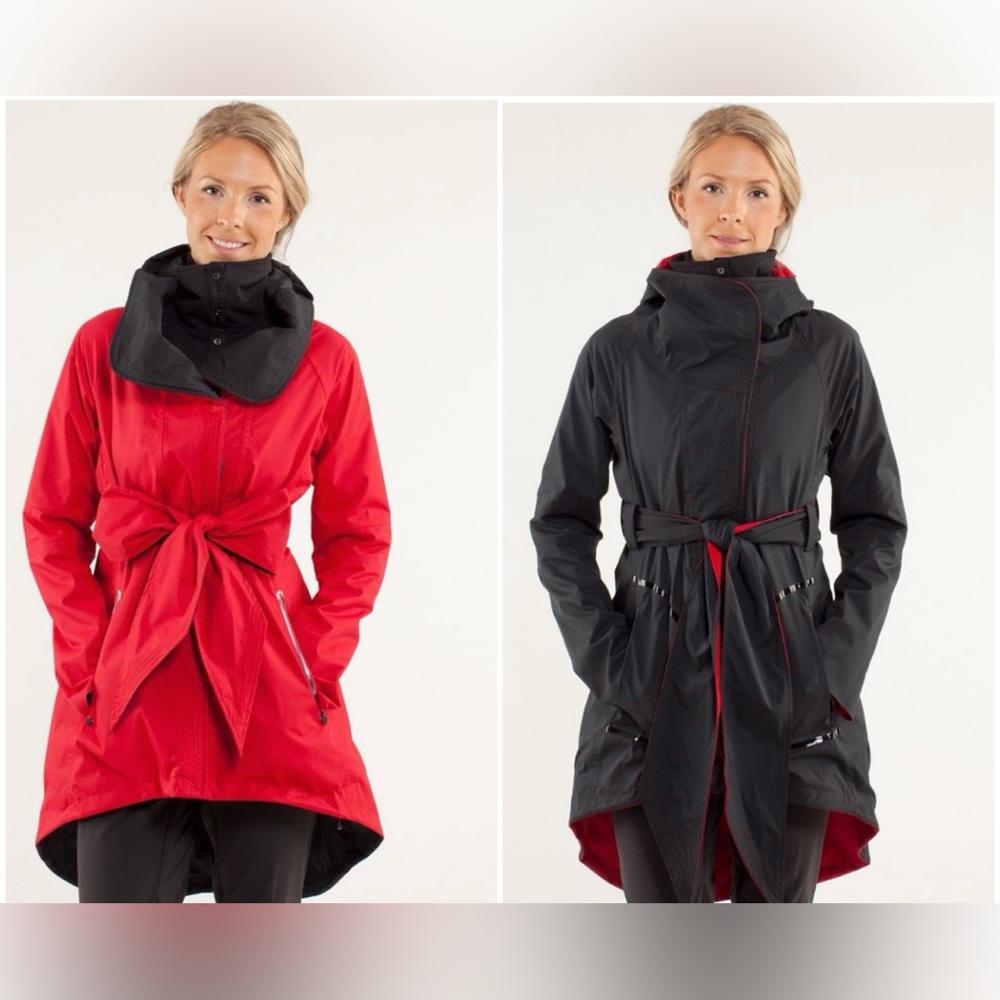Lululemon Reversible Jacket Red Black Packable Belt Bag Small EUC Springtime